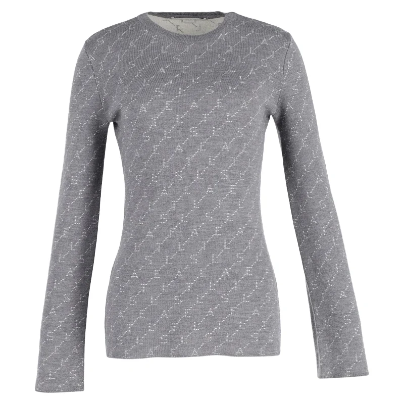 Vintage Inspired Fashion Sale Stella McCartney Monogram Jacquard Sweater in Grey Wool