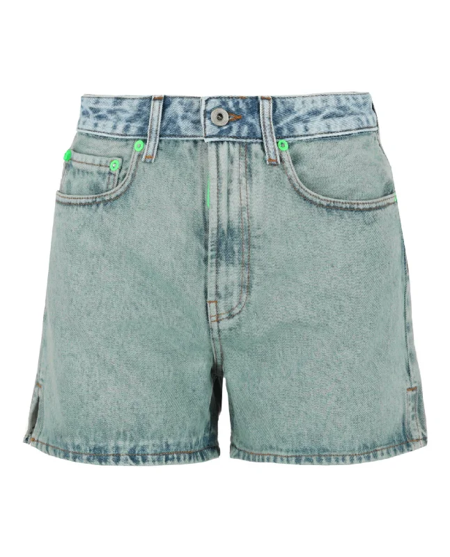 End Of Month Blowout Marbled Denim Shorts