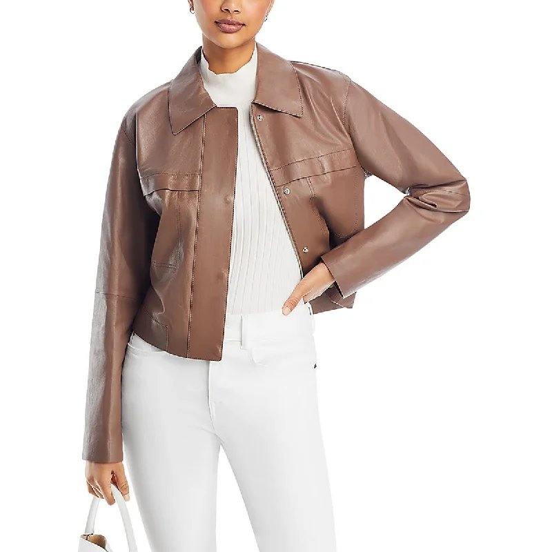 Enjoy Discount Womens Faux Leather Long Sleeve Bomber Jacket