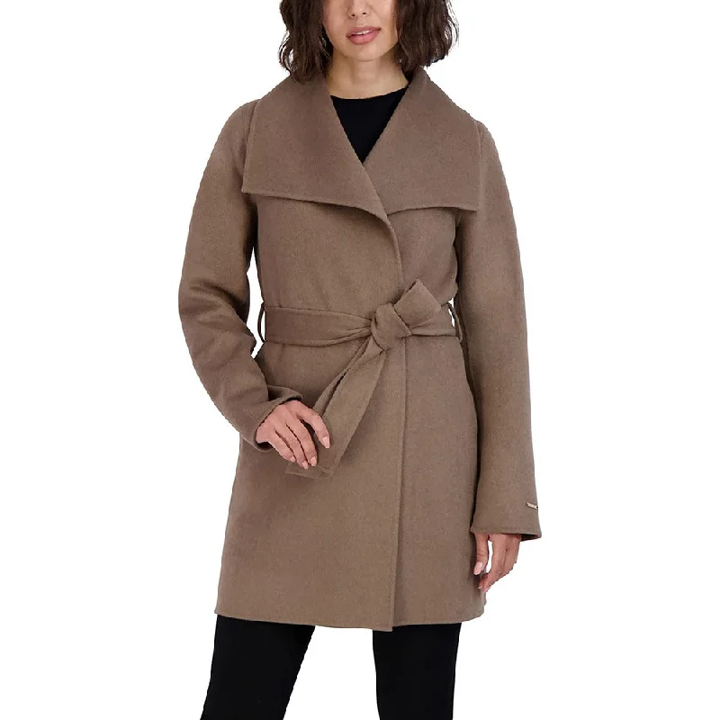 Best Sellers Tahari Women's Mink Wool Wrap Coat Belted Jacket