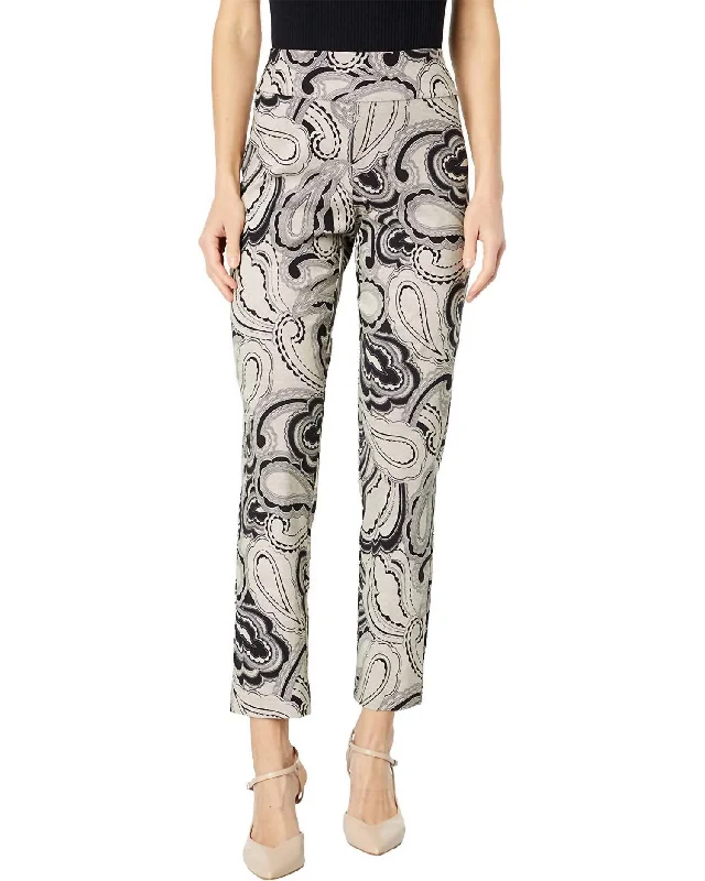 Chic Trends Unveiled Paisley Pull On Pant In Black/tan