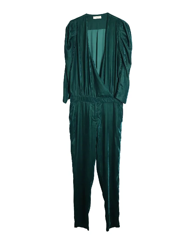 Trend Leading Collection Ba&Sh Surplice Top Jumpsuit in Green Velvet