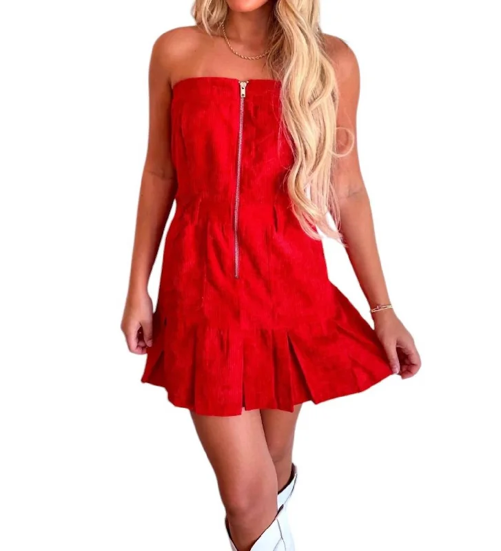 Latest Trends Fall In Love Corduroy Romper In Red