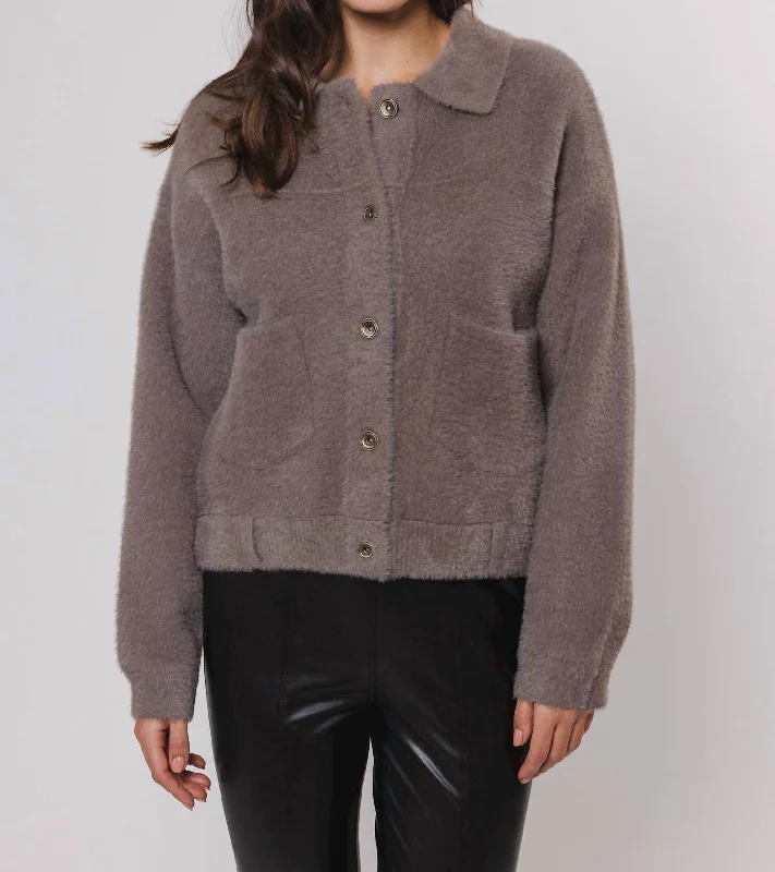 Limited Quantities Bubbly Jacket In Taupe