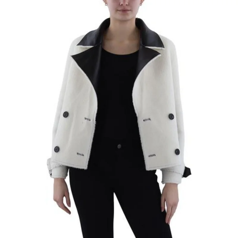 Mega Sales Womens Faux Leather Reversible Faux Fur Coat