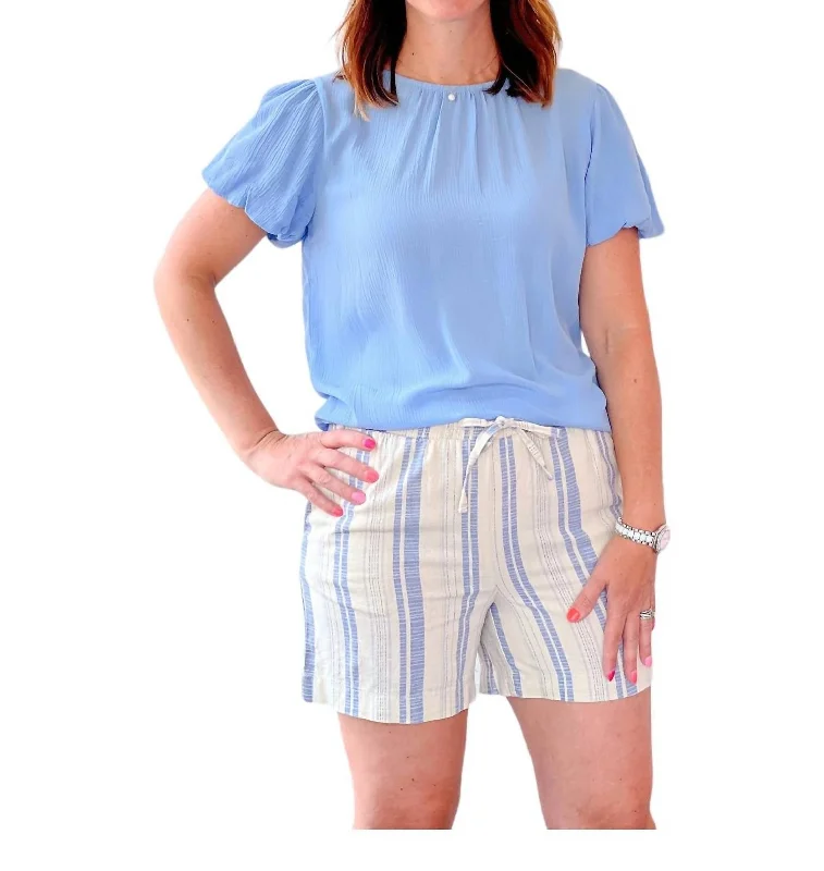 Evening Elegance Lino Shorts In Cashmere Blue