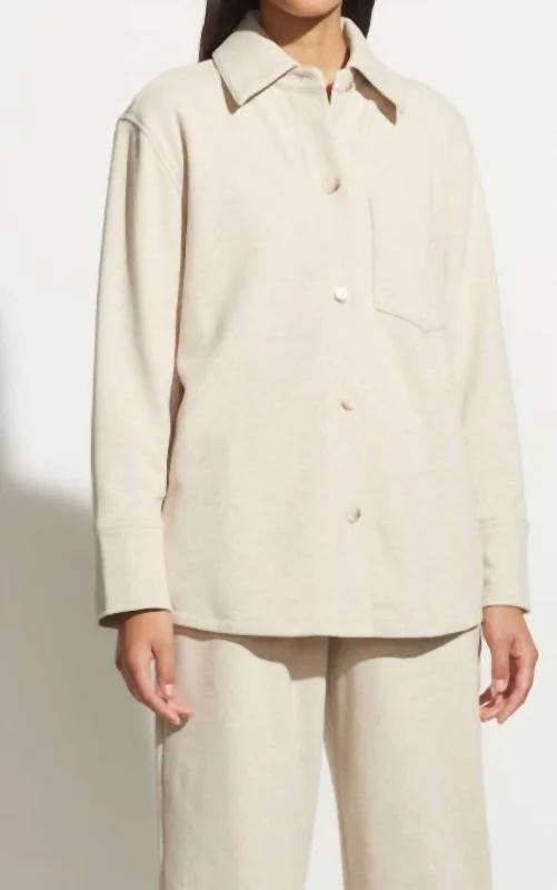 Casual Wear Oversized Shirt Jacket In White Sand