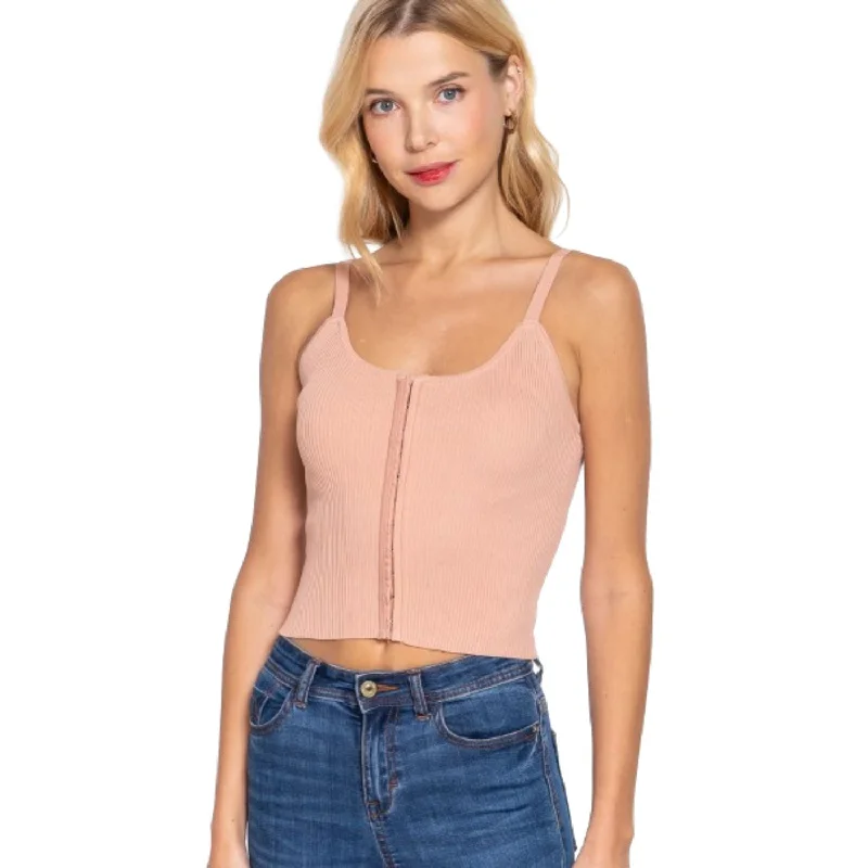 Style Upgrade Front Closure With Hooks Sweater Cami Top