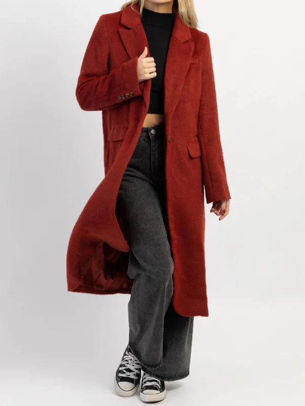 Anniversary Sale Eliza Brick Brushed Wool Coat In Red