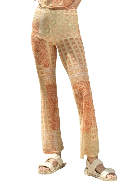 Trendy Street Style Attire Coco Mesh Flare Pant In Orange