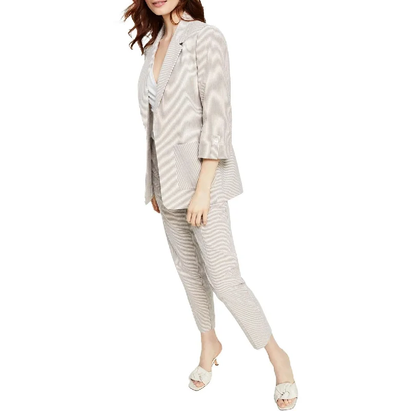 Holiday Sale Petites Womens Sriped Long Sleeve Open-Front Blazer