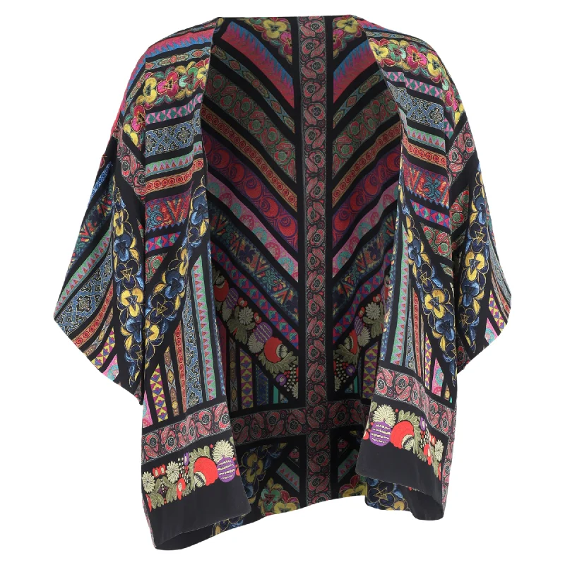 Sporty Streetwear Etro Printed Kimono Jacket in Multicolor Silk