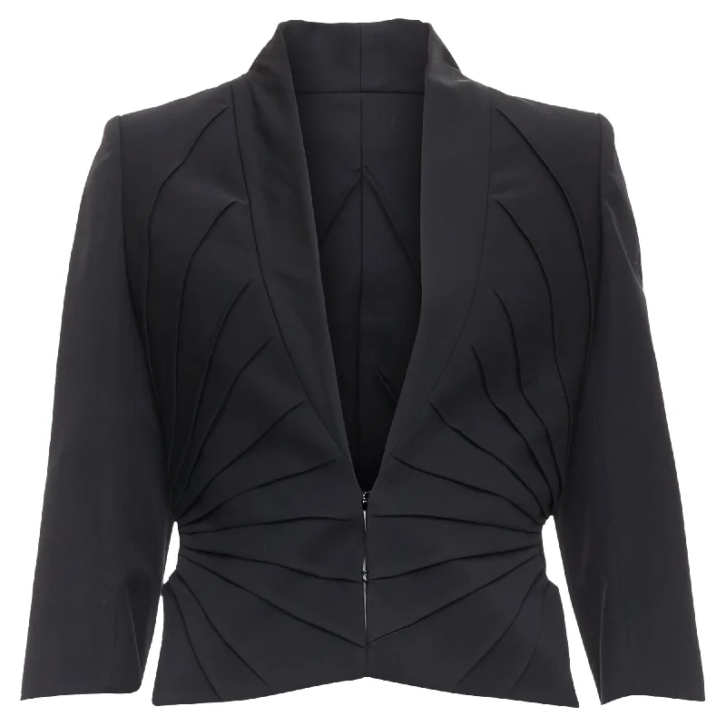 Stylish Looks Alexander McQueen virgin wool contour pleated dart blazer