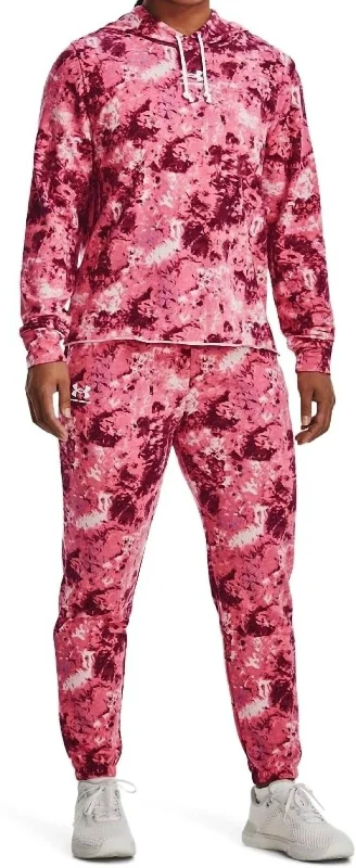 Chic Trends Unveiled Terry Print Jogger Pants In 577-Pink Multi