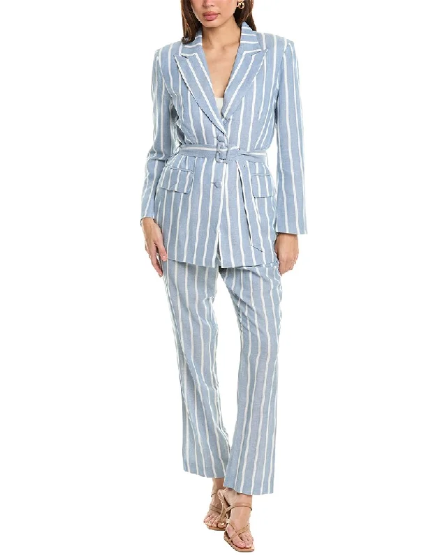 Fashion Deal Pascale La Mode 2pc Linen-Blend Blazer & Pant Set