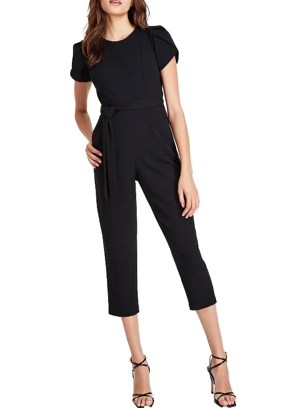 Chic Style Plus Womens Cropped Tulip Sleeve Jumpsuit