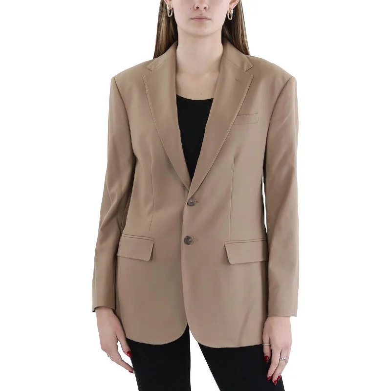 Essentials On Sale Womens Wool Business Two-Button Blazer