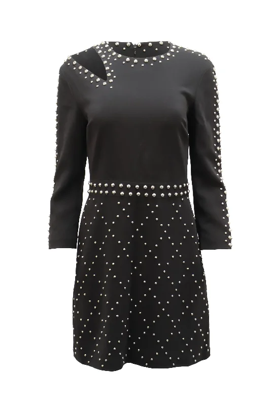 Explore What's New ALC Taraji Studded Cutout Dress in Black Viscose