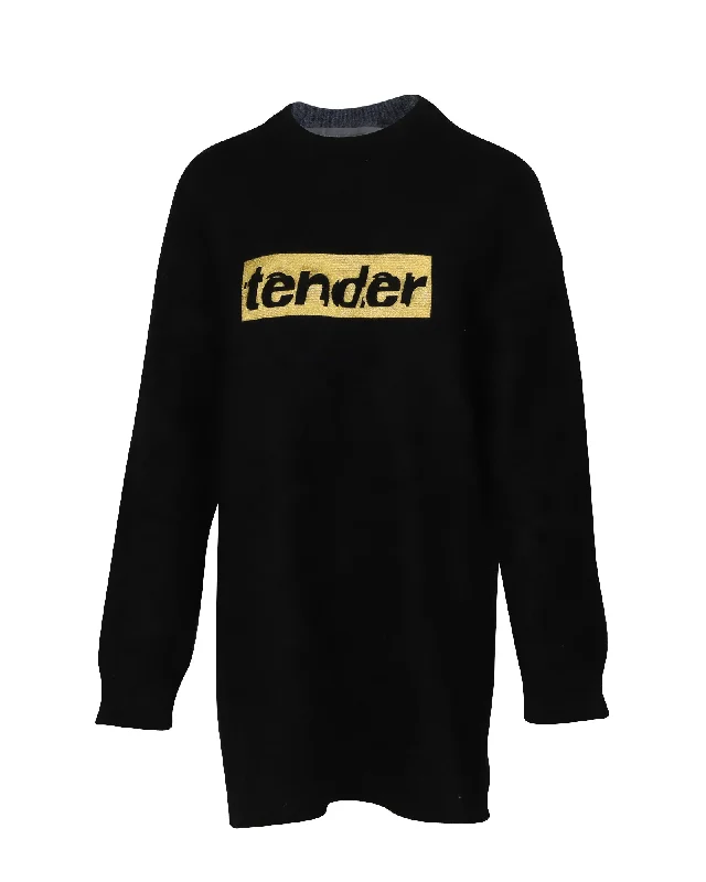 Flash Sale Now Alexander Wang Tender Embroidered Sweater Dress in Black Wool