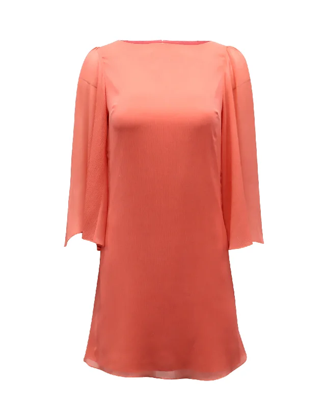 Timeless Elegance Redefined Alice + Olivia Odette Georgette Dress in Peach Polyester