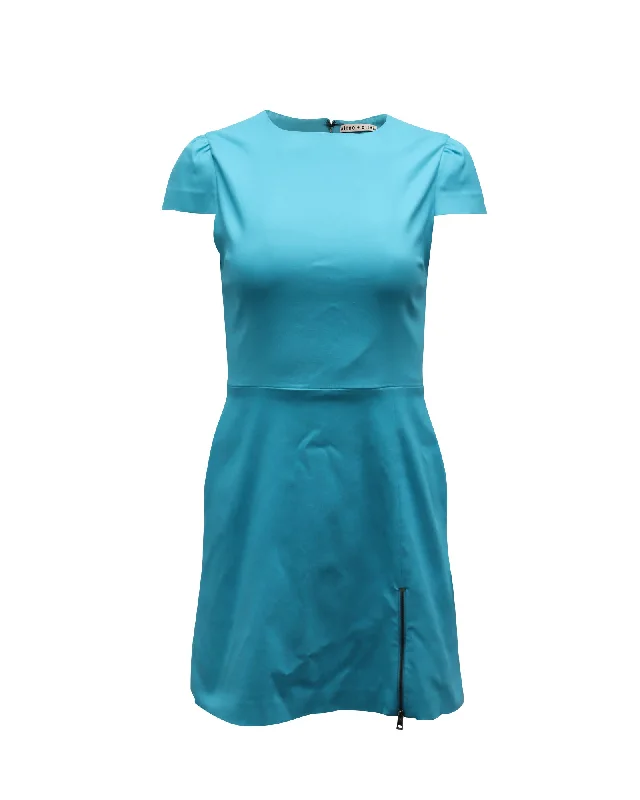 Versatile Style Wardrobe Alice + Olivia Zipper Detail Dress in Turquoise Viscose