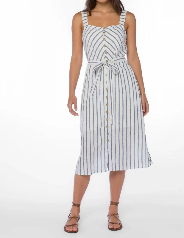 Versatile Wardrobe Essentials Amber Dress In Navy Stripe