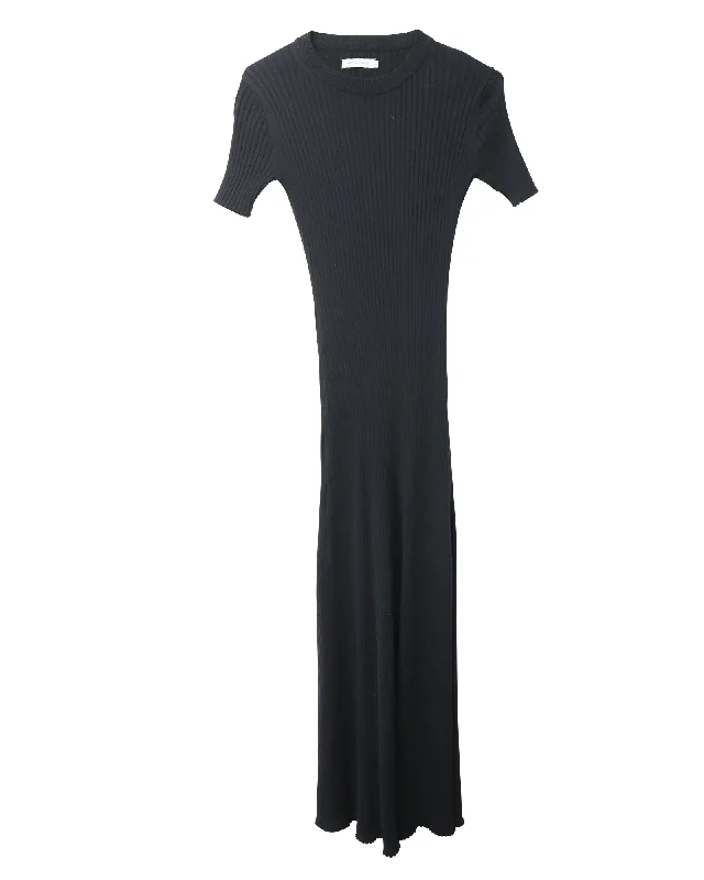 Holiday Sale Anna Quan Sasha Open-Back Ribbed Dress in Black Cotton