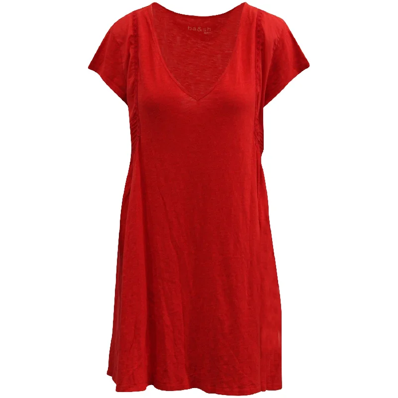 Crazy Discounts, Hurry Up Ba&Sh V-neck Dress in Red Cotton