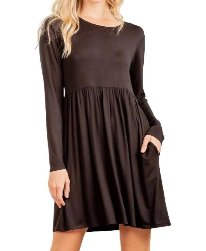 Effortless Chic Apparel Babydoll Dress In Black