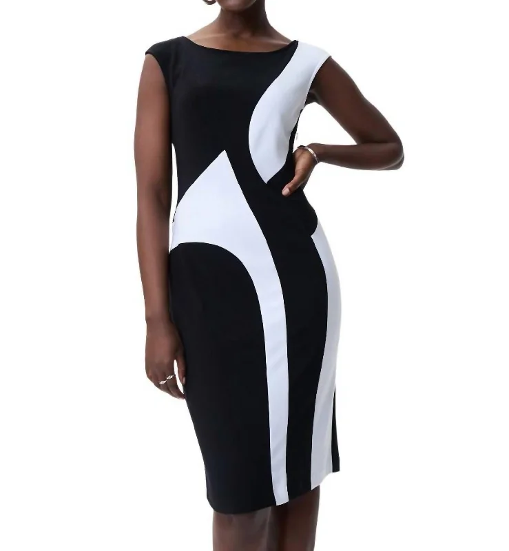 Must-Have Styles Colour Blocked Dress In Black,white