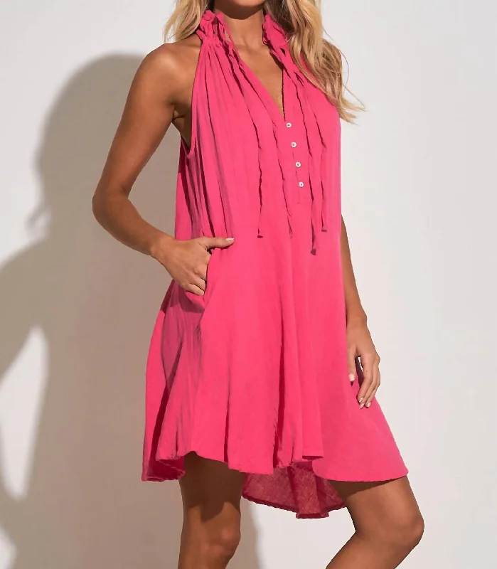 Trendsetter's Closet Cut In Halter Dress In Pink