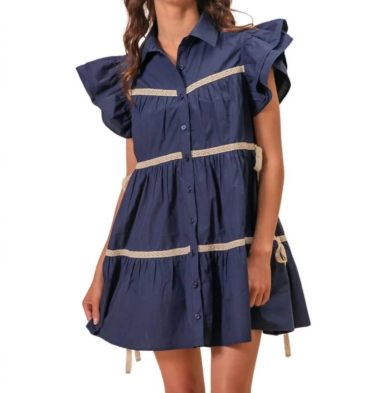 Stay Ahead In Style Darling Dress In Navy