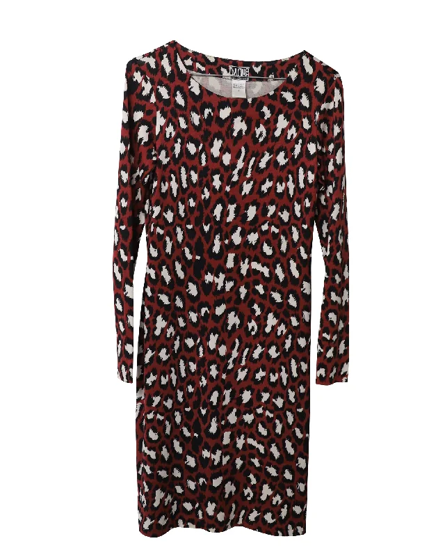 Wardrobe Essentials Diane Von Furstenberg Archive Leopard Print Bandage Dress in Burgundy Silk