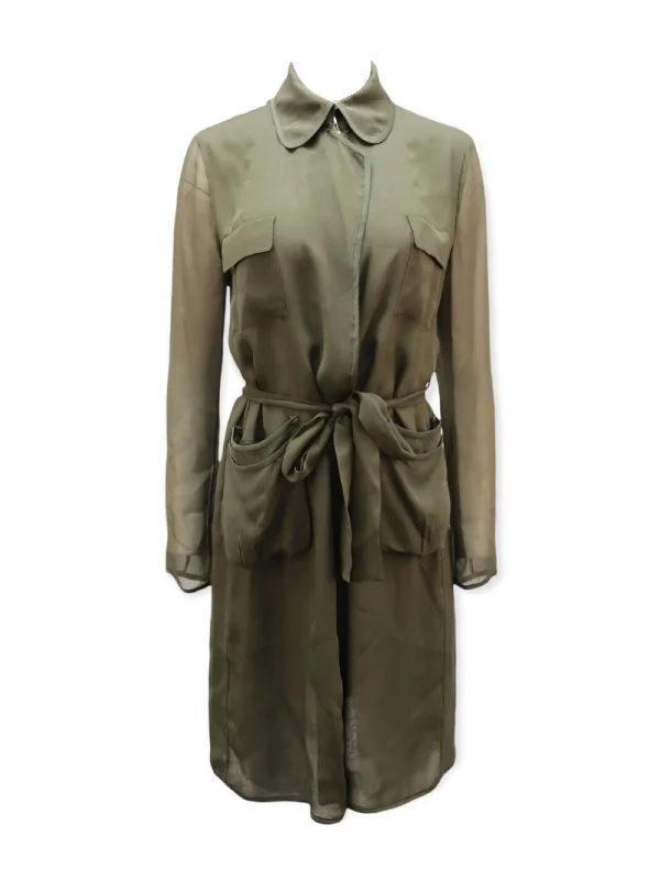 Seasonal Clearance Diane Von Furstenberg Blaine Belted Jacket in Olive Green Silk