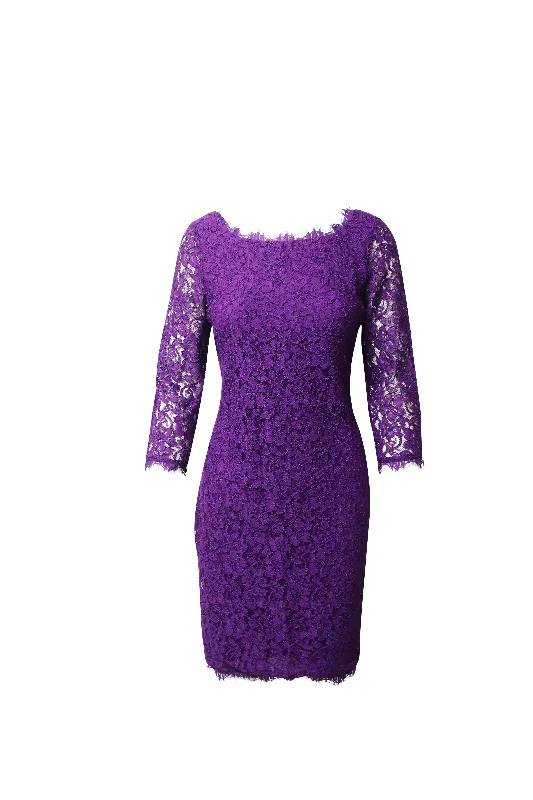 Everyday Glamour Diane Von Furstenberg Lace Dress in Purple Viscose