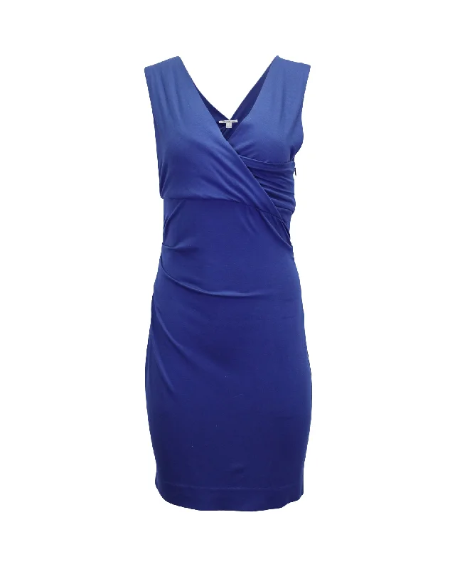 Chic Outfits Diane Von Furstenberg Surplice Neckline Dress in Blue Viscose