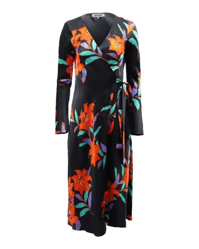 Fashion Forward Outfits Diane von Furstenberg Tilly Argos Midi Wrap Dress in Black Silk