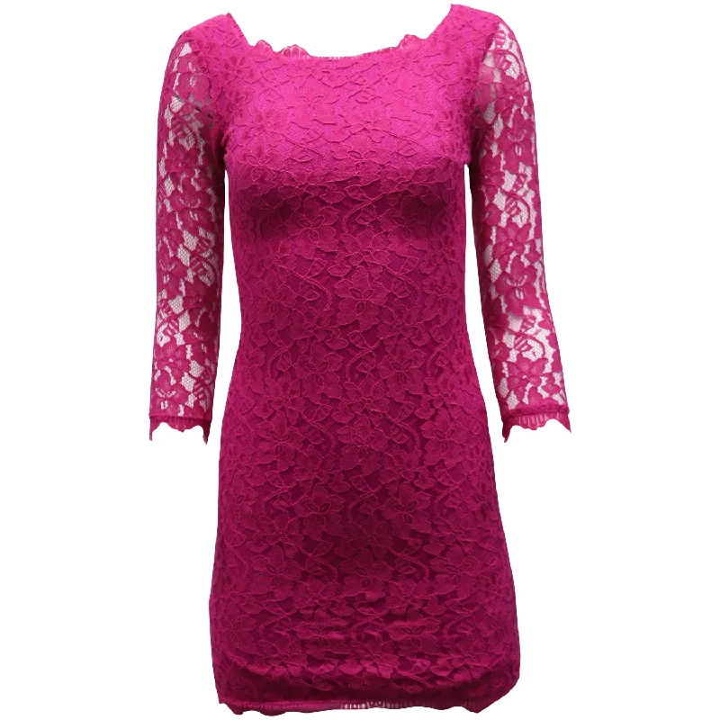 Trend Setting Threads Diane Von Furstenberg Zarita Lace Sheath Dress in Pink Rayon