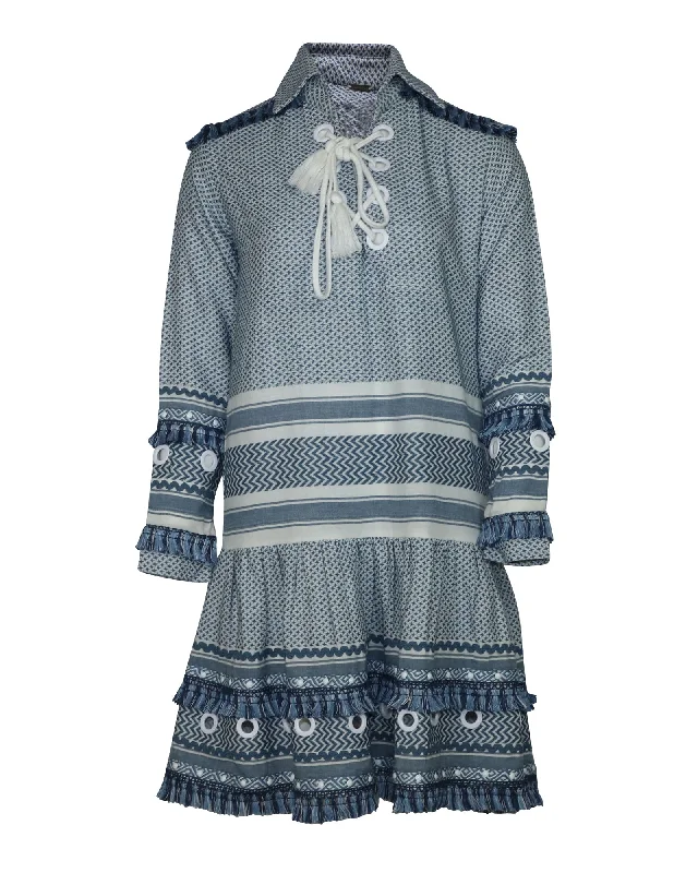 Summer Essentials Dodo Bar Or Gadielle Tassel-Embellished Dress in Blue Cotton