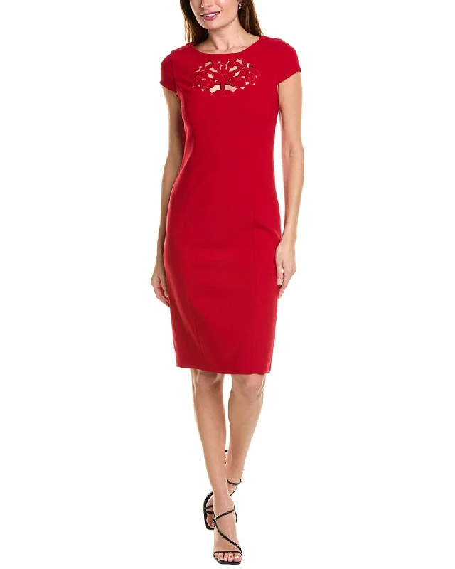 Casual Chic Elie Tahari Cutout Embroidered Sheath Dress