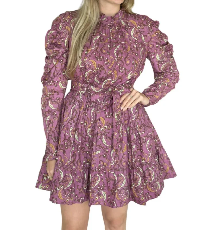 Tropical Island - Inspired Attire Elizabeth Dress In Purple Paisley