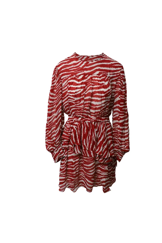 Subtle Sophistication Étoile Isabel Marant Java Printed Draped Dress in Red Viscose