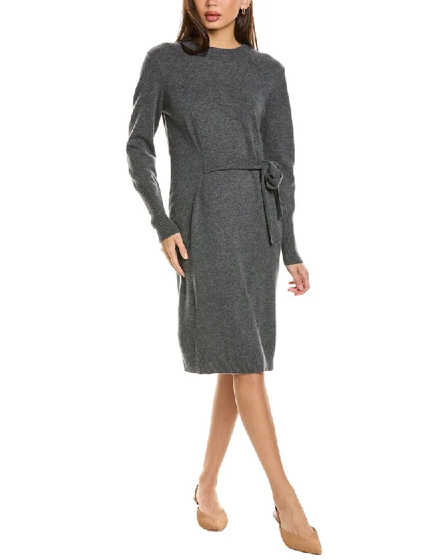 Effortless Comfort Forte Cashmere Tie Waist Cashmere Sweaterdress