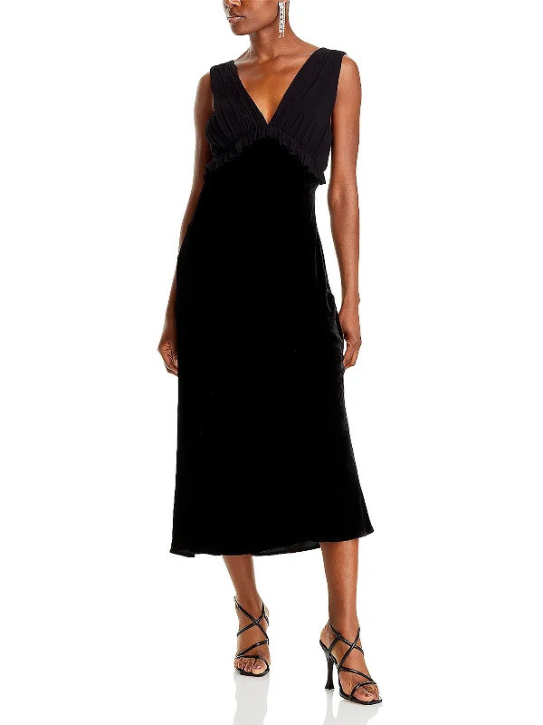 The Epitome Of Modern Women's Fashion Gilda Womens Velvet Ruffled Cocktail And Party Dress