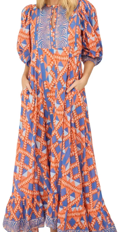 Mid - Week Surprise House Dress In Grecian Geo