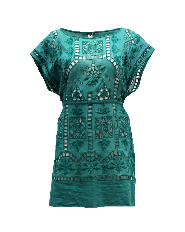 Graceful Drape Isabel Marant Lace Cover Up Dress in Green Cotton