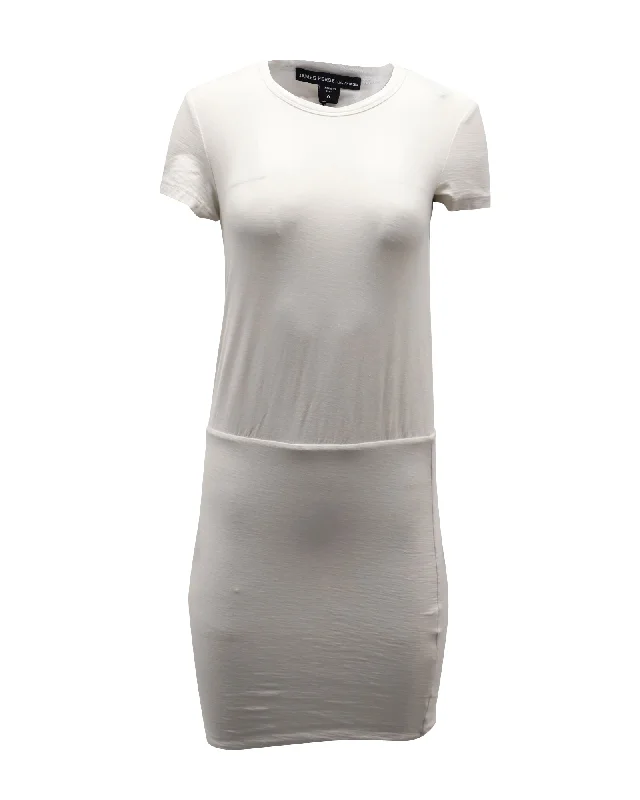 Absurdly Cheap Sale James Perse Fitted Dress in White Cotton Jersey