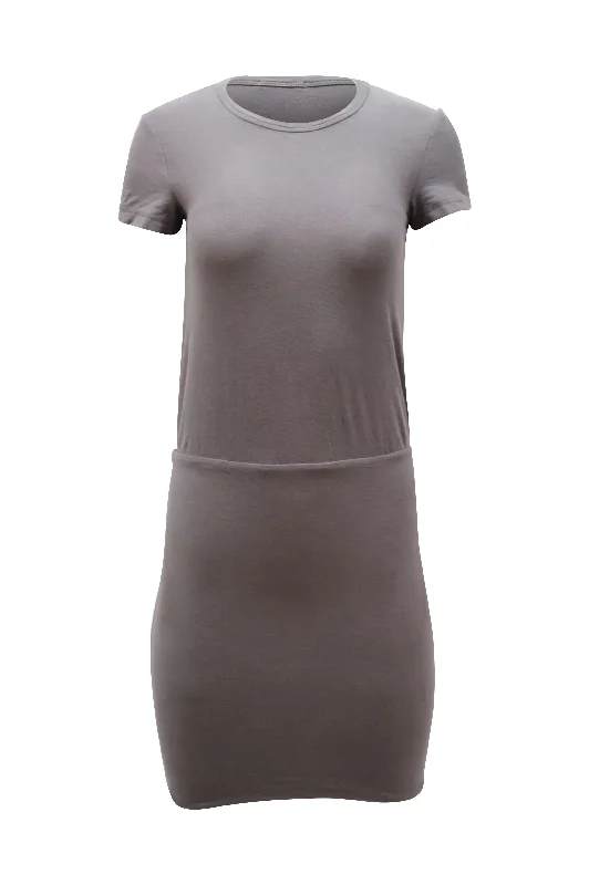 Browse Our Top Products James Perse Jersey Blouson Dress in Grey Cotton