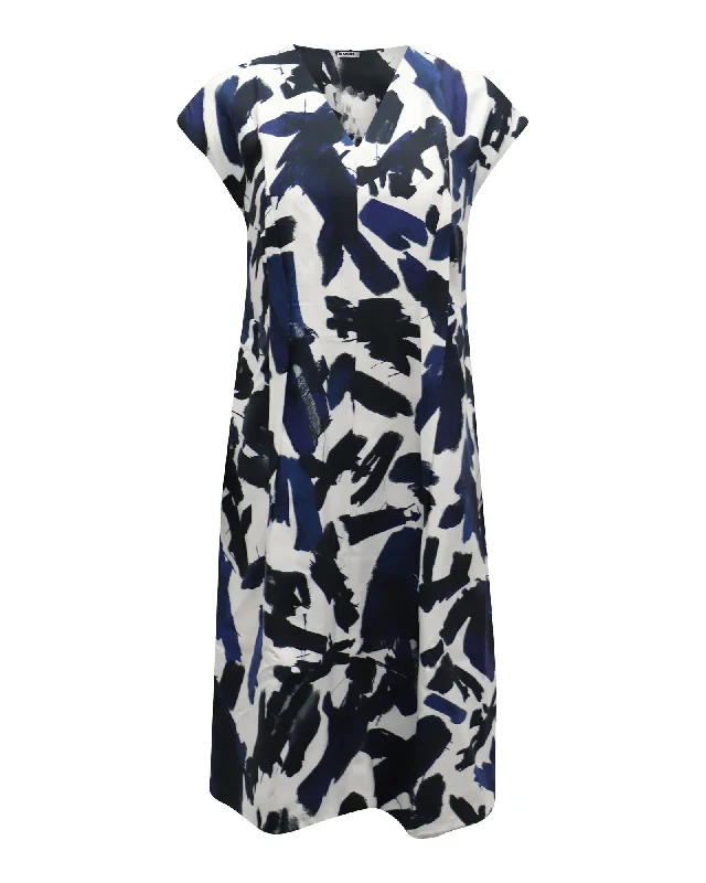 Bid Farewell To The Old Season Jil Sander Printed Dress in Multicolor Viscose