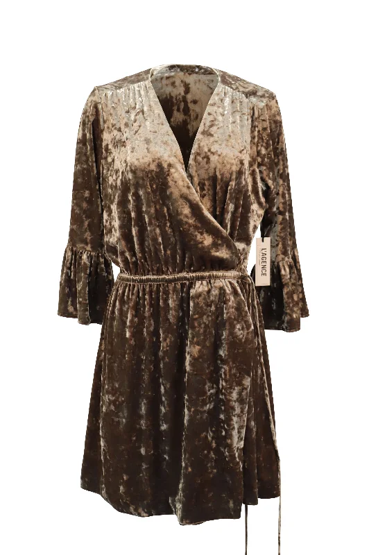 Limited Stock, Big Sale L'agence Riley Wrap Velvet Dress in Brown Polyester